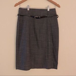 Gray pencil skirt with belt